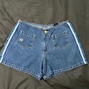 Y2K Hang Ten Side Stripe High Waist Jean Shorts